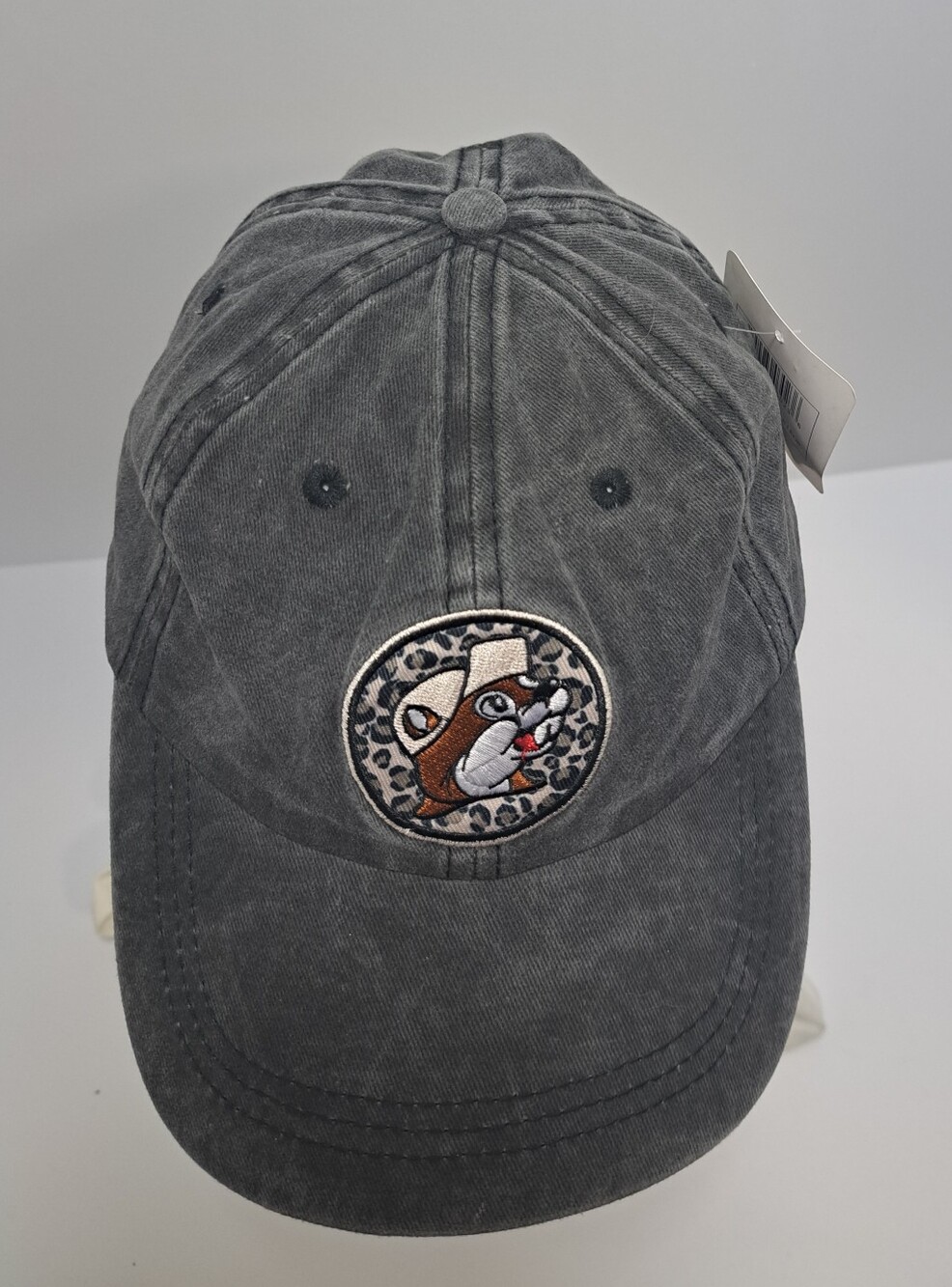 Buc-ee's Baseball Hat Cap Grey Faded Animal Print Embroidered Patch Adjustable
